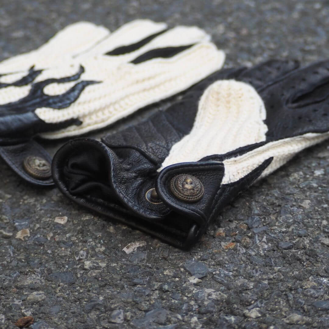 Men's Deerskin Driving Gloves – Crochet Back Flame Design