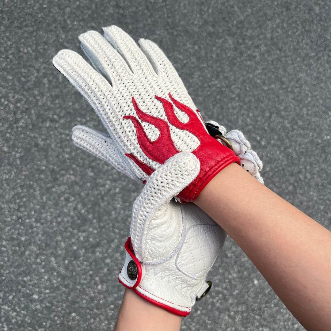 Men's Deerskin Driving Gloves – Crochet Back Flame Design