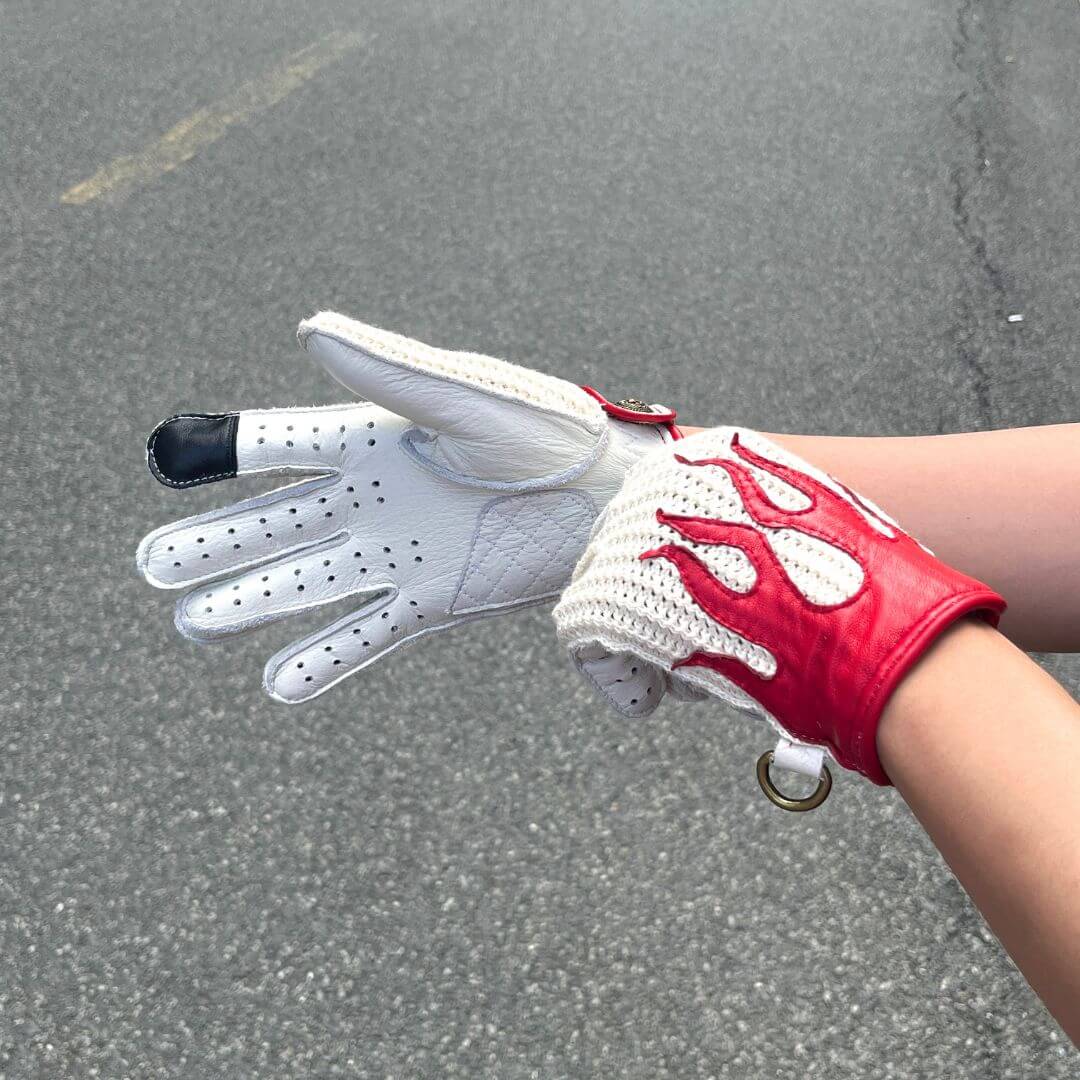 Men's Deerskin Driving Gloves – Crochet Back Flame Design