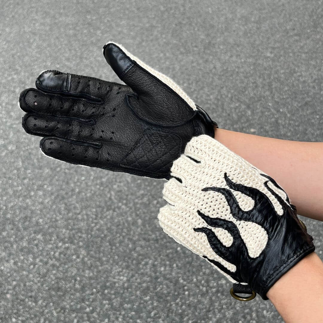 Men's Deerskin Driving Gloves – Crochet Back Flame Design