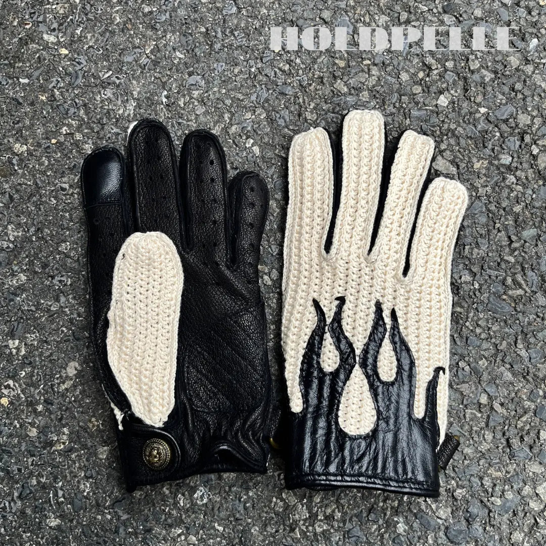 Men's Deerskin Driving Gloves – Crochet Back Flame Design