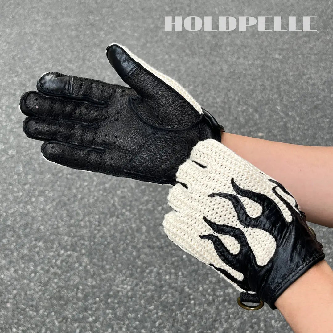 Men's Deerskin Driving Gloves – Crochet Back Flame Design