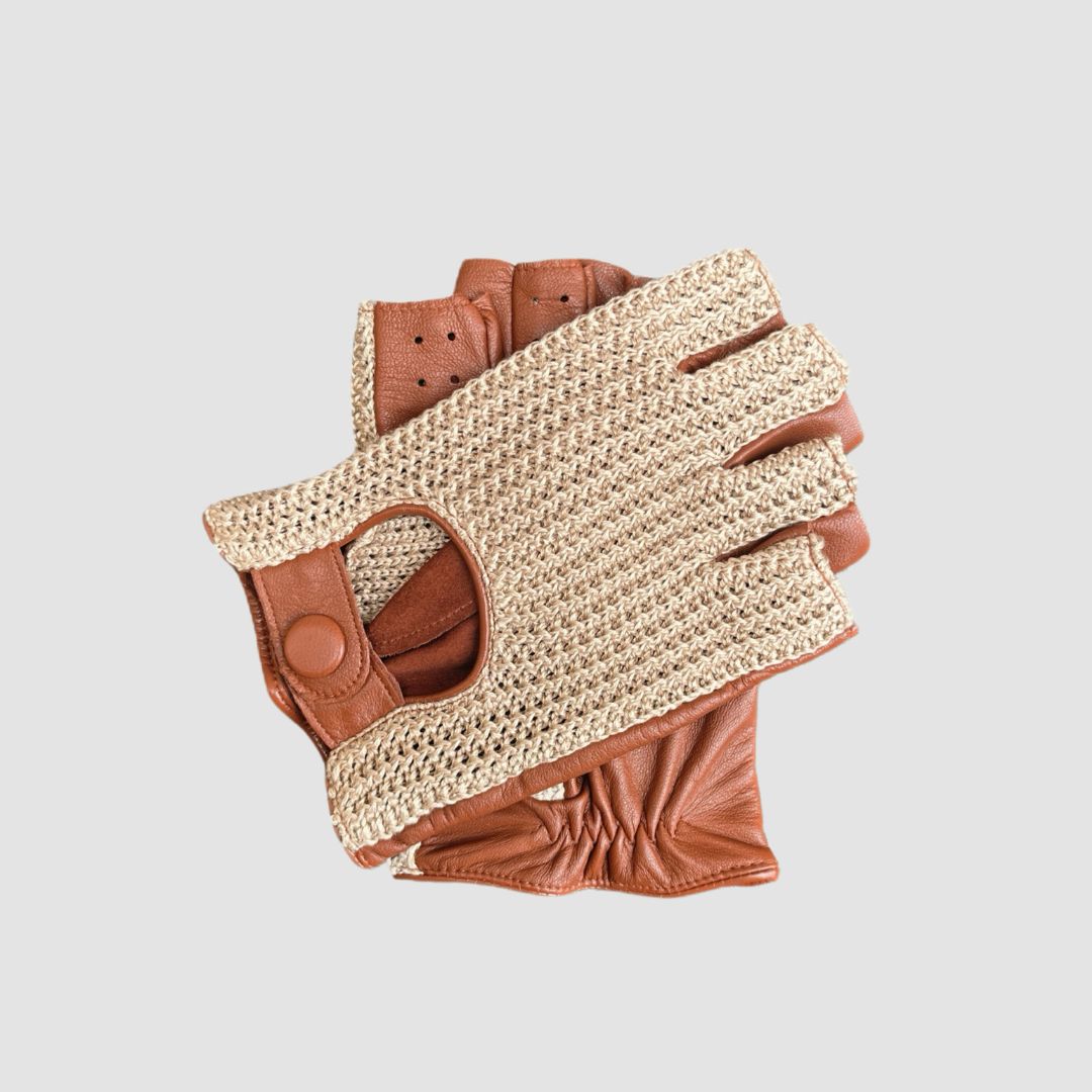 Men's Goatskin Fingerless Driving Gloves – Crochet Back