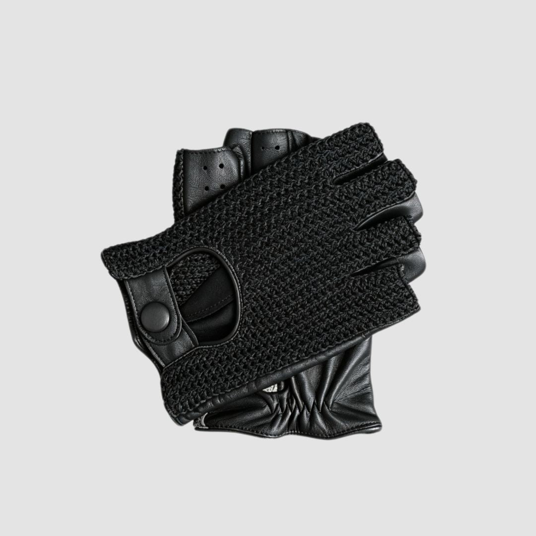 Men's Goatskin Fingerless Driving Gloves – Crochet Back