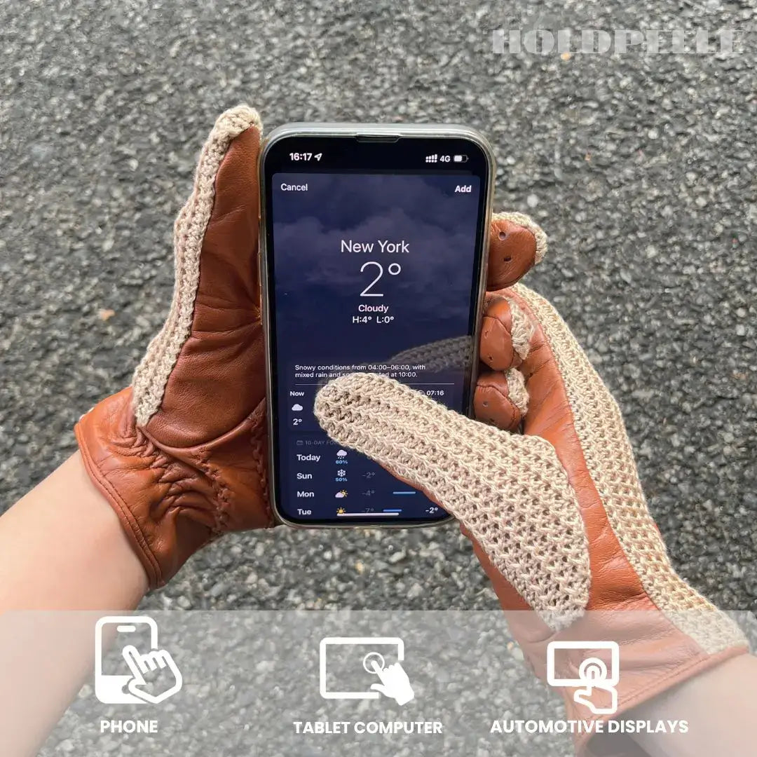 Men’s Retro Goatskin Driving Gloves with Woven Back – Brown