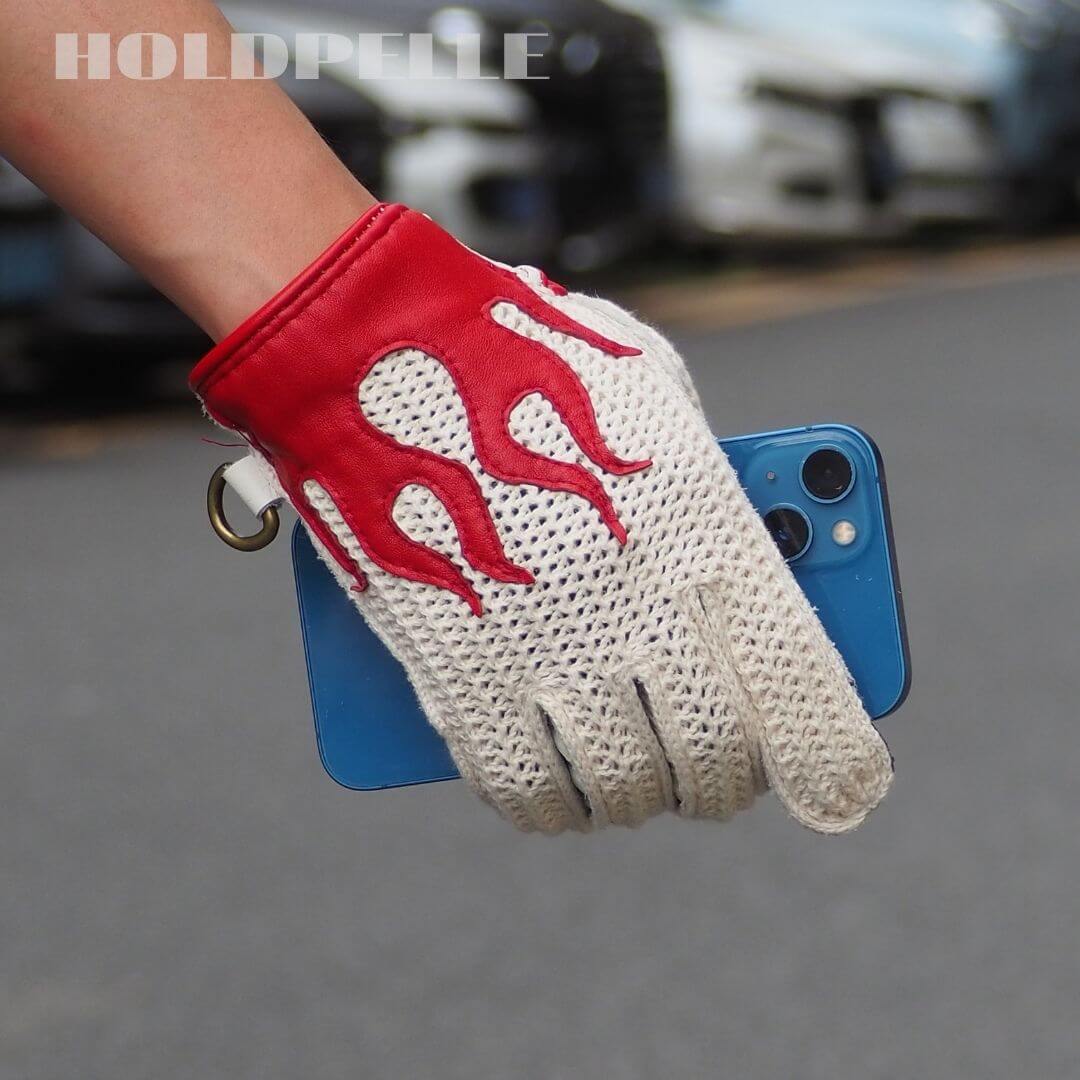 Men's Deerskin Driving Gloves – Crochet Back Flame Design