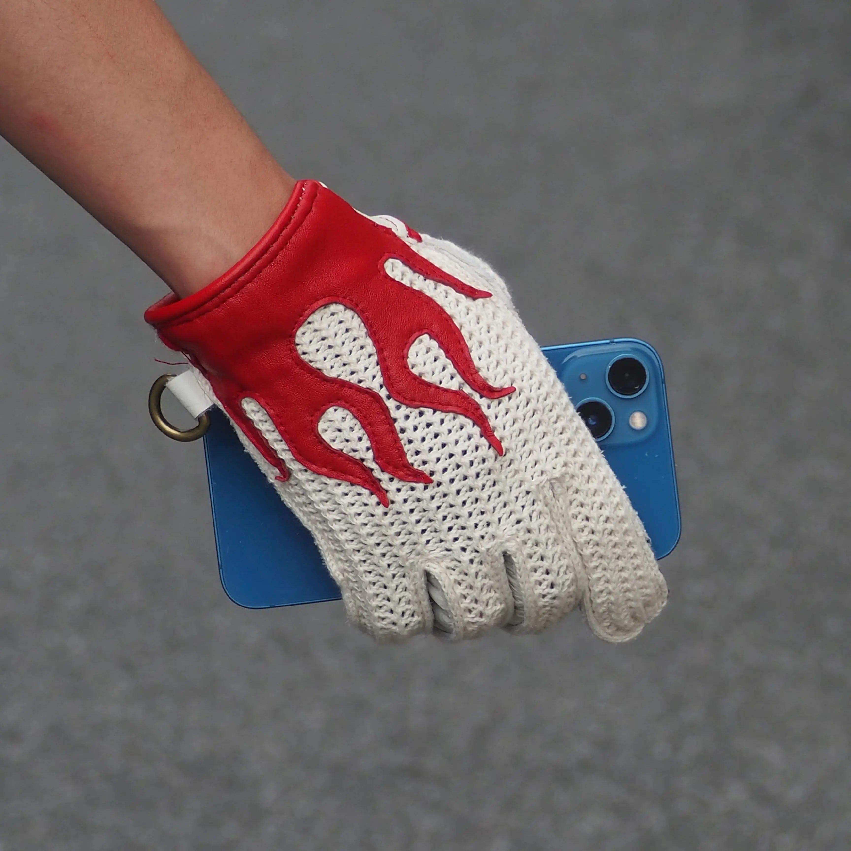 Men's Deerskin Driving Gloves – Crochet Back Flame Design