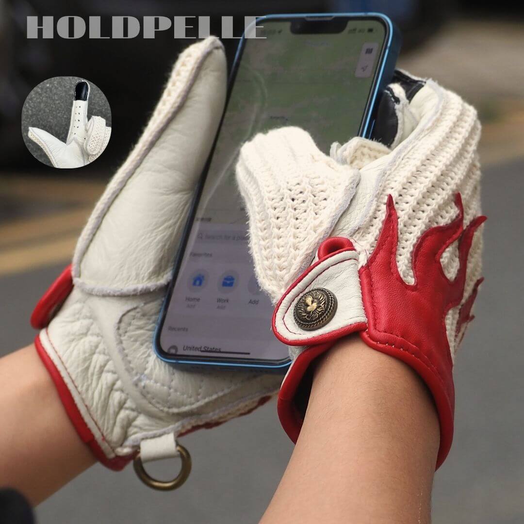 Men's Deerskin Driving Gloves – Crochet Back Flame Design